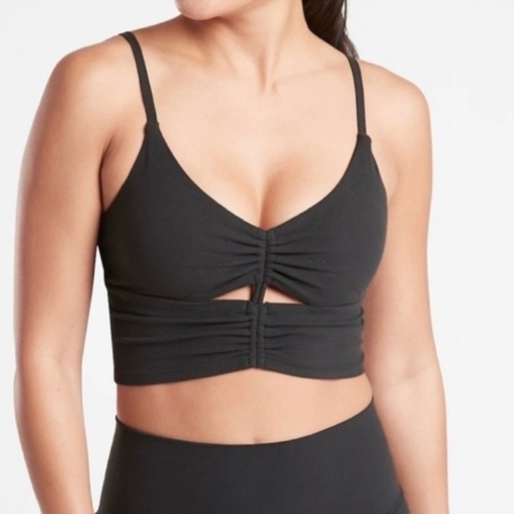 LIKE NEW Athleta Cinch Longline Sports Bra in Black - Size Medium